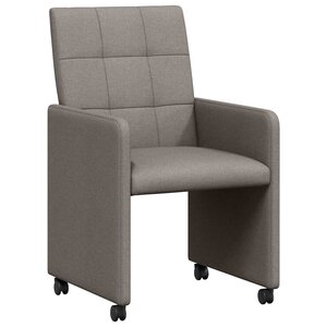 vidaXL Chaises de Salle à Manger avec Roues 2 Pièces Taupe tissu
