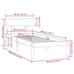 vidaXL Cadre de lit sans matelas noir bois massif 90x200 cm