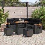 vidaXL Ensemble de canapé de jardin 8 Pièces Noir polyrotin