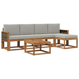 vidaXL Ensemble de canapés d'extérieur 6 pc Naturel et gris clair