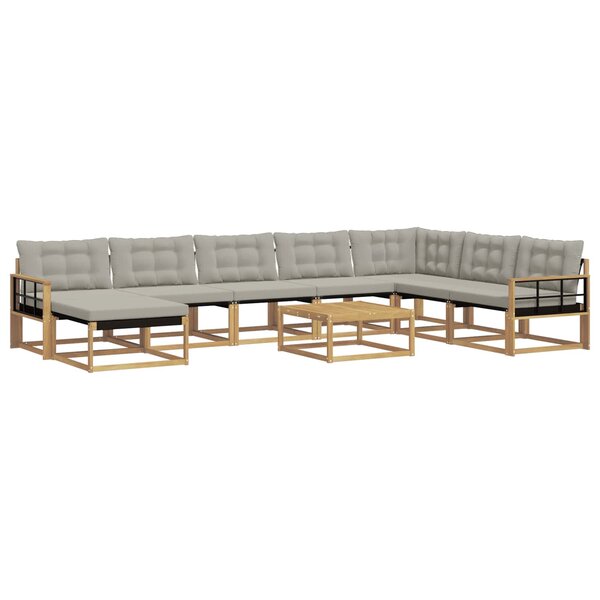 vidaXL Ensemble de canapés d'extérieur 9 pc Blanc et gris clair