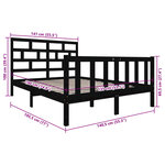vidaXL Cadre de lit sans matelas noir bois de pin massif