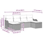 vidaXL Ensemble de canapé de jardin 6 Pièces Gris 231 x 117 x 85 cm