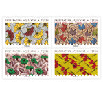 Carnet 12 timbres - Inspiration africaine - Tissu - Lettre verte
