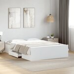 vidaXL Cadre de lit avec tiroirs sans matelas blanc 135x190 cm