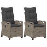 vidaXL Chaise de jardin 2 Pièces Gris et Gris foncé 56 x 60 x 112 cm
