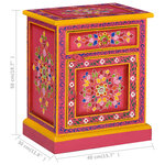 vidaXL Table de chevet Bois de manguier massif Rose Peinture à la main