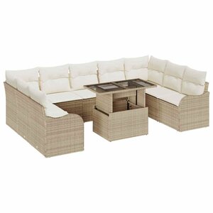 vidaXL Ensemble de canapé de jardin 10 Pièces Beige Poly rotin