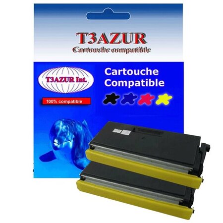 2 Toners compatibles avec Brother TN6600 pour Brother HL5170DN, HLP2500 - 6 000 pages - T3AZUR