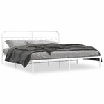 vidaXL Cadre de lit métal avec tête de lit blanc 200x200 cm