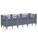 vidaXL Jardinière avec piquets gris 123 5x43 5x43 5 cm PP