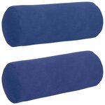 vidaXL Coussins d'accent 2 Pièces Bleu police Ø 15 x 40 cm
