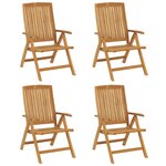 vidaXL Chaises de jardin inclinables lot de 4 et coussins bois teck