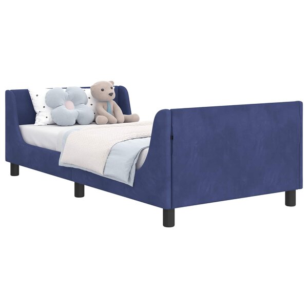 vidaXL Cadre de lit pour enfants avec tête de lit Bleu police Velours
