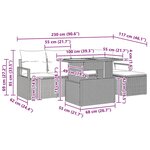 Ensemble de Canapé de Jardin 6 Pièces avec Coussins Beige en Rotin Poly