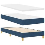 vidaXL Lit à ressorts avec matelas Bleu 90 x 190 cm tissu