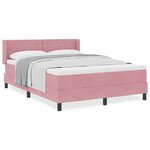 vidaXL Lit à ressorts ensachés rose avec matelas 160x200 cm en velours