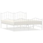 vidaXL Cadre de lit métal sans matelas et pied de lit blanc 160x200 cm