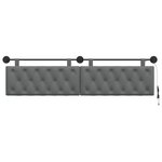 vidaXL Tête de lit suspendue Avec lumière LED Gris foncé Tissu