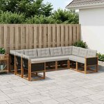 vidaXL Ensemble de canapés d'extérieur 9 Pièces Naturel et Gris clair