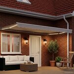 vidaXL Cadre de store manuel avec LEDs Blanc 4 5 × 3 m Aluminium