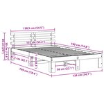 vidaXL Cadre de Lit en Bois de Pin Brun ciré Bois massif 135 x 190 cm