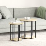 Table d'appoint vidaXL 2 pièces en bois d'ingénierie chêne Sonoma et métal