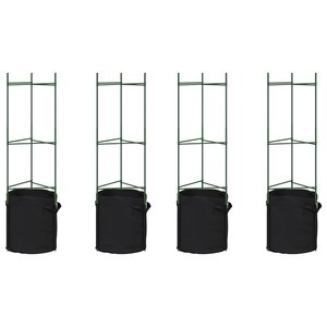 vidaXL Cages à tomates avec sacs à plantes 4 Pièces 116 cm acier et PP