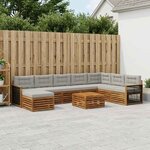 vidaXL Ensemble de canapés d'extérieur 9 Pièces Naturel et gris clair