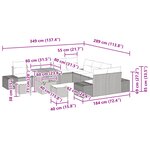 Canapé de jardin 13 pièces avec coussins gris en rotin synthétique