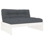 vidaXL Salon de jardin 4 Pièces avec coussins blanc bois massif