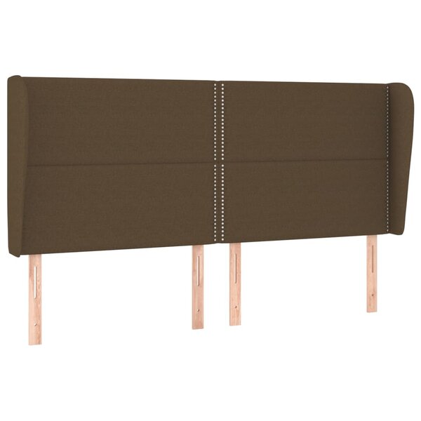 vidaXL Tête de lit avec oreilles Marron foncé 203x23x118/128 cm Tissu