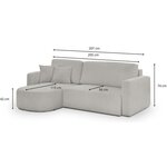 Canapé d'angle convertible et réversible 3 places GALET - Velours côtelé gris - Coffre de rangement - 238 x 154 x 86 cm