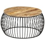 vidaXL Table basse Ø68 cm Bois de manguier brut