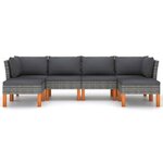 Salon de jardin meuble d'extérieur ensemble de mobilier 6 pièces avec coussins résine tressée gris 02_0016857