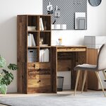 vidaXL Bureau avec rangement en bois vieilli