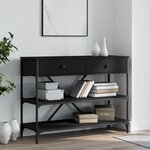 vidaXL Table console avec tiroirs et étagères noir bois d'ingénierie