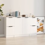 vidaXL Buffets 3 Pièces Blanc Bois d'ingénierie