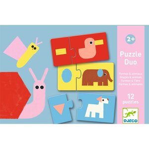 Djeco DJ08256 - Puzzle duo Animaux et formes