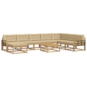 vidaXL Ensemble de canapés d'extérieur 9 Pièces Blanc et Beige