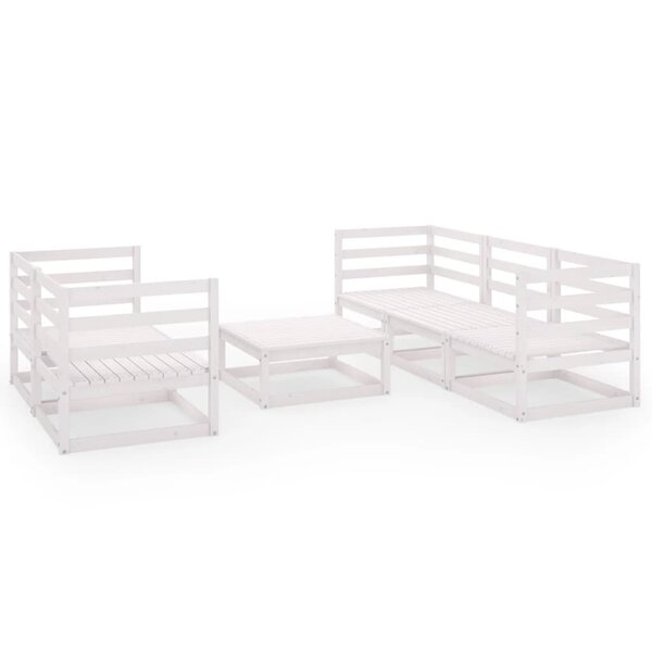 vidaXL Salon de jardin 6 Pièces Blanc Bois de pin massif