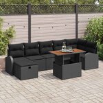 vidaXL Ensemble de canapé de jardin avec coussin 8 Pièces Noir polyrotin