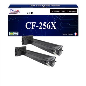 T3AZUR -2x Toners compatibles avec HP CF256X (56X) pour HP LaserJet 436nda MFP  M436n MFP  LaserJet MFP M433a  M436dn  M436nda