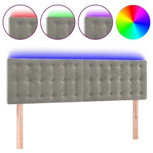 vidaXL Tête de lit à LED Gris clair 144x5x78/88 cm Velours