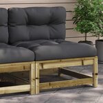 vidaXL Canapé de jardin sans accoudoirs et coussins bois pin imprégné