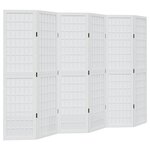 vidaXL Cloison de séparation 6 panneaux blanc bois de paulownia massif