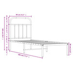 vidaXL Cadre de lit métal sans matelas avec tête de lit noir 75x190 cm