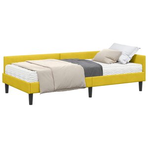 vidaXL Cadre de lit d'angle avec matelas Autre 2 Pièces Jaune Velours