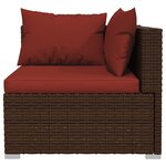 vidaXL Salon de jardin 10 Pièces avec coussins marron résine tressée