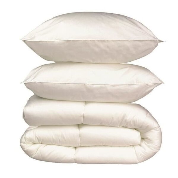 Linge de lit Microfibre - 1 Couette chaude 200 x 200 cm + 2 Oreillers 60 x 60 cm blanc